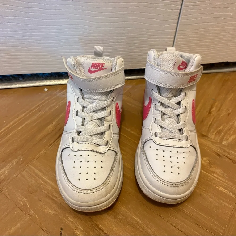 Nike Court Borough Mid 2 Sneakers in White and Pink Kids - Picture 4 of 6
